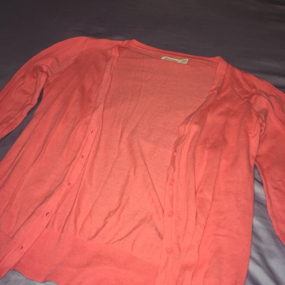 Coral Pink Cardigan Light Sweater - Picture 2 of 4